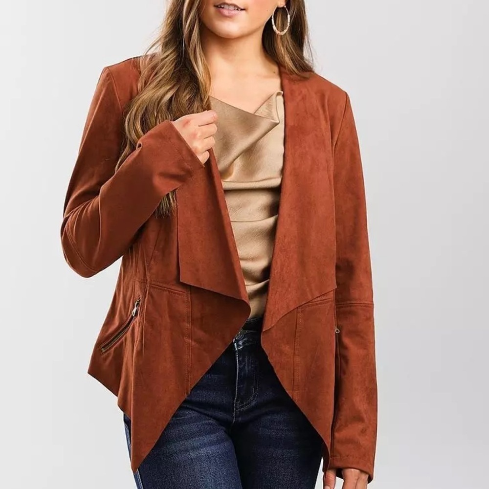 Vigoss rust brown Faux Suede open Jacket size XL